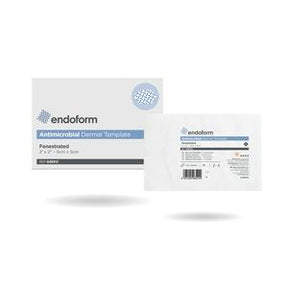 Endoform antimicrobial dermal template medical wound care dressing packaging on white background