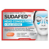 Sudafed PE Head Congestion and Flu Severe medicine box for sinus and chest relief