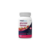 TRUEplus glucose tablets raspberry flavor bottle, 50 count, for blood sugar support