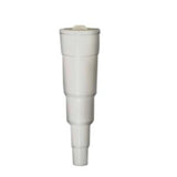White plastic medical tubing connector on plain background