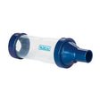Blue and clear inhaler spacer chamber for respiratory therapy and medication delivery