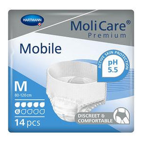MoliCare Premium Mobile medium adult pull-up underwear, 14 pack, for skin protection