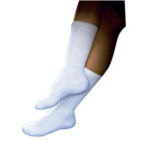 white medical crew socks worn on legs, essential medical supplies, home care comfort