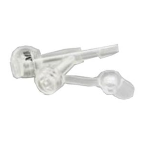 Clear medical IV connectors for home healthcare supply on white background
