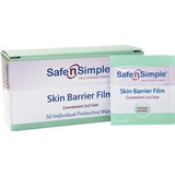 Safe n Simple Skin Barrier Film box and individual protective wipe for medical skin care