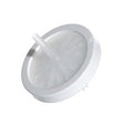 Round white medical filter for home medical equipment, isolated on white background