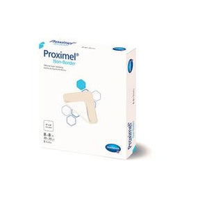Proximel Non-Border medical wound dressing box, 8 x 8 cm, product packaging image