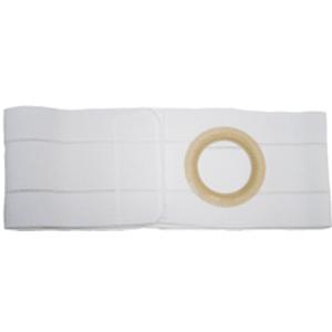 white ostomy belt with circular stoma opening, medical supply for chronic care
