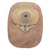 Ostomy pouch with beige cover and adhesive barrier for medical supply and chronic care