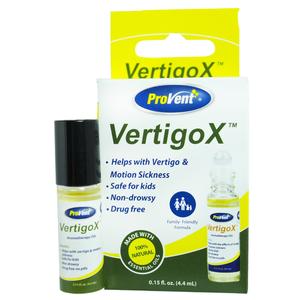 ProVent VertigoX roll-on product and packaging for vertigo and motion sickness relief