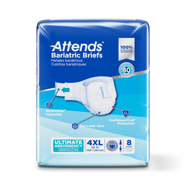 Attends Bariatric Brief, Ultimate Absorbency, 4XL, Up to 106"