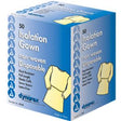 Box of disposable non-woven isolation gowns for medical and home health use