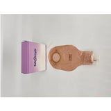 Ostomy pouch and box for home medical supplies, beige appliance on white background