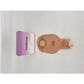 Ostomy pouch and box for home medical supplies, beige appliance on white background