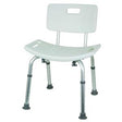 Adjustable shower chair with backrest and non-slip rubber feet for bathroom safety