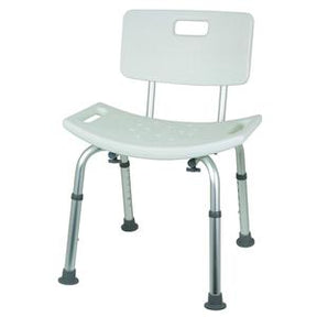 Adjustable shower chair with backrest and non-slip rubber feet for bathroom safety
