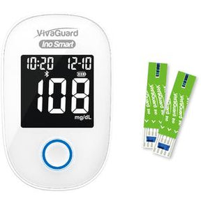 Blood glucose meter with digital display and test strips for diabetes monitoring
