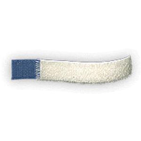 White medical adhesive strip with blue end for secure bandaging or wound care