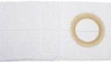 White ostomy barrier with adhesive ring, medical supply for stoma care