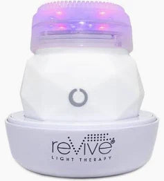 Portable light therapy device with LED lights and revive branding for home medical care