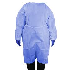 Lightweight Sms Elastic Cuff Isolation Gown, Blue, X-large, Minimal Fluid Protection