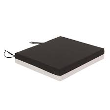 Black memory foam wheelchair seat cushion with white base for medical support
