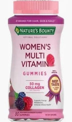 Nature's Bounty Women's multivitamin gummies bottle with berry flavor and collagen, 80 count