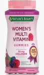 Nature's Bounty Women's multivitamin gummies bottle with berry flavor and collagen, 80 count