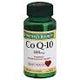 CoQ10 100mg dietary supplement bottle for cardiovascular health on white background