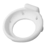 White raised toilet seat for improved bathroom accessibility and mobility