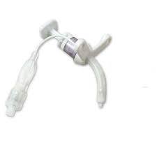Disposable tracheostomy tube for airway management, medical supply on white background