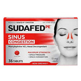 Sudafed Pe Sinus Congestion Max Strength Non-drowsy Tablets 36 Ct