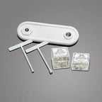 Medical infusion site accessories and components on gray background