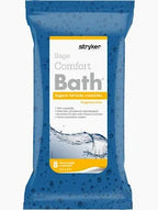 Stryker Sage Comfort Bath hygienic full-body cleansing wipes in blue packaging