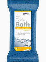 Stryker Sage Comfort Bath hygienic full-body cleansing wipes in blue packaging