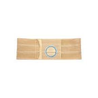 Beige medical abdominal support belt with stoma opening for ostomy care