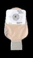 Ostomy pouch with skin barrier, beige color, suitable for medical ostomy care