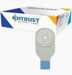 Ostomy pouch with box, medical stoma care supply on white background