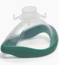 Clear and green oxygen mask for respiratory therapy and medical breathing support