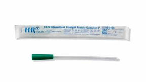 Female intermittent straight catheter with packaging for home medical use