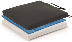 Softeze Gel Wheelchair Cushion, 16" X 18" X 3", Navy/gray