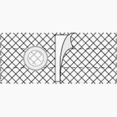 Medical adhesive patch with peel-back edge and round filter, shown on grid background