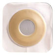 Close-up of adhesive skin barrier for ostomy care on white background