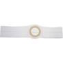 Adjustable white medical abdominal binder with circular central pad for support