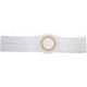 Adjustable white medical abdominal binder with circular central pad for support