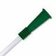 Medical catheter with green connector on white background