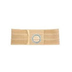 Beige ostomy support belt with adjustable strap and circular stoma opening