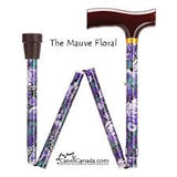 Folding Travel Cane With Fritz Handle, Mauve Floral, 33" - 37"