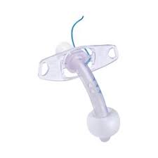 clear tracheostomy tube with cuff and neck flange for respiratory support