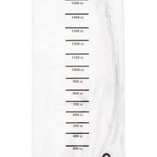 Medical fluid collection bag with volume markings up to 1500 cc, transparent plastic